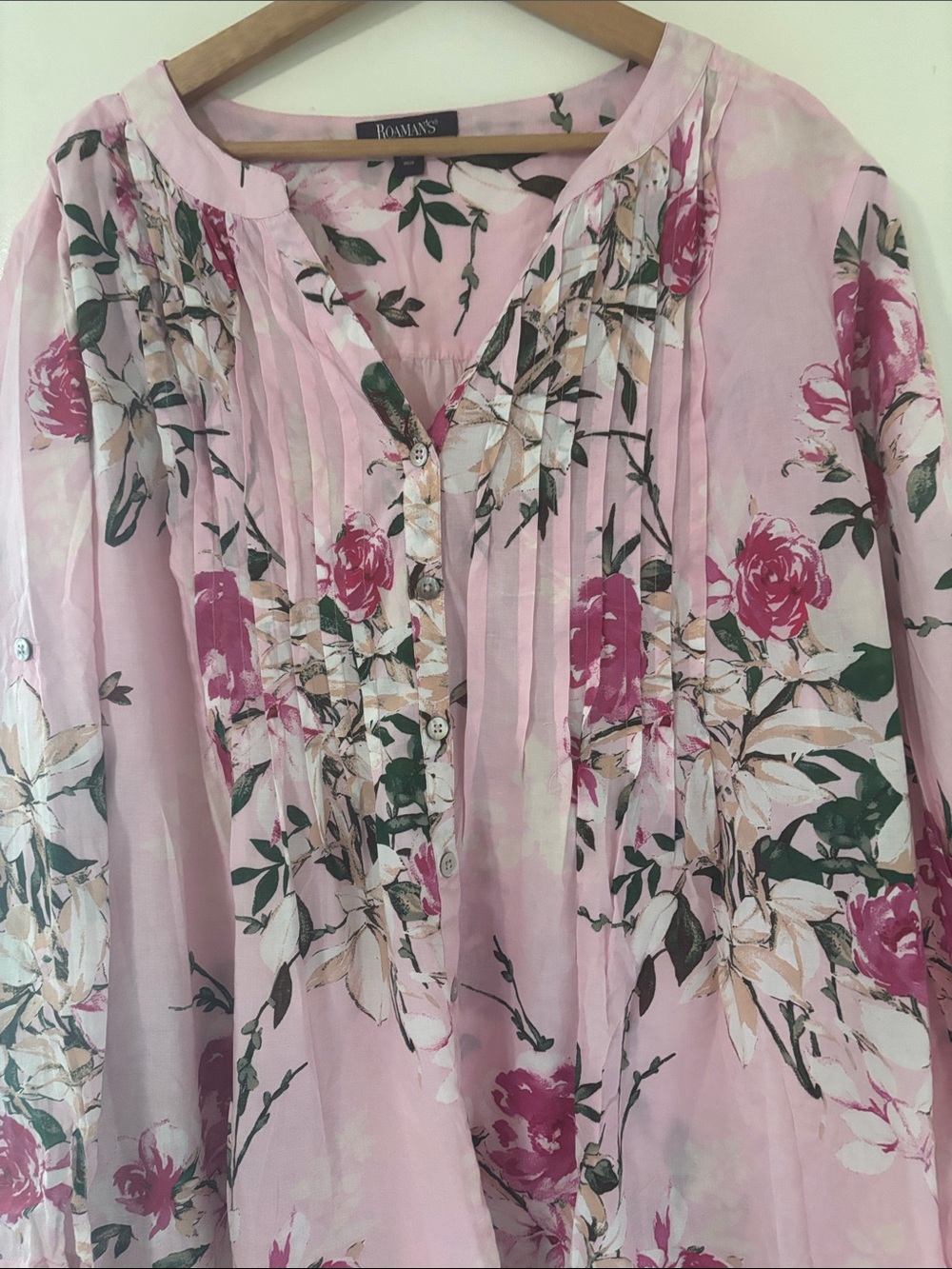 Roamans Floral  pleats top plus size  Blouse